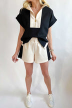 Contrast Zipped T-Shirt and Short Set