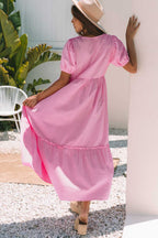 Romantic Pink Stripe Maxi Dress
