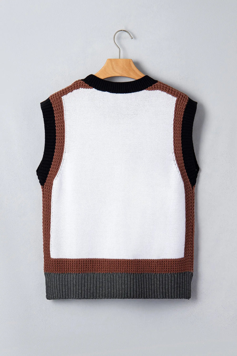White western horse head print sweater vest colour block trim sleeveless sweaters