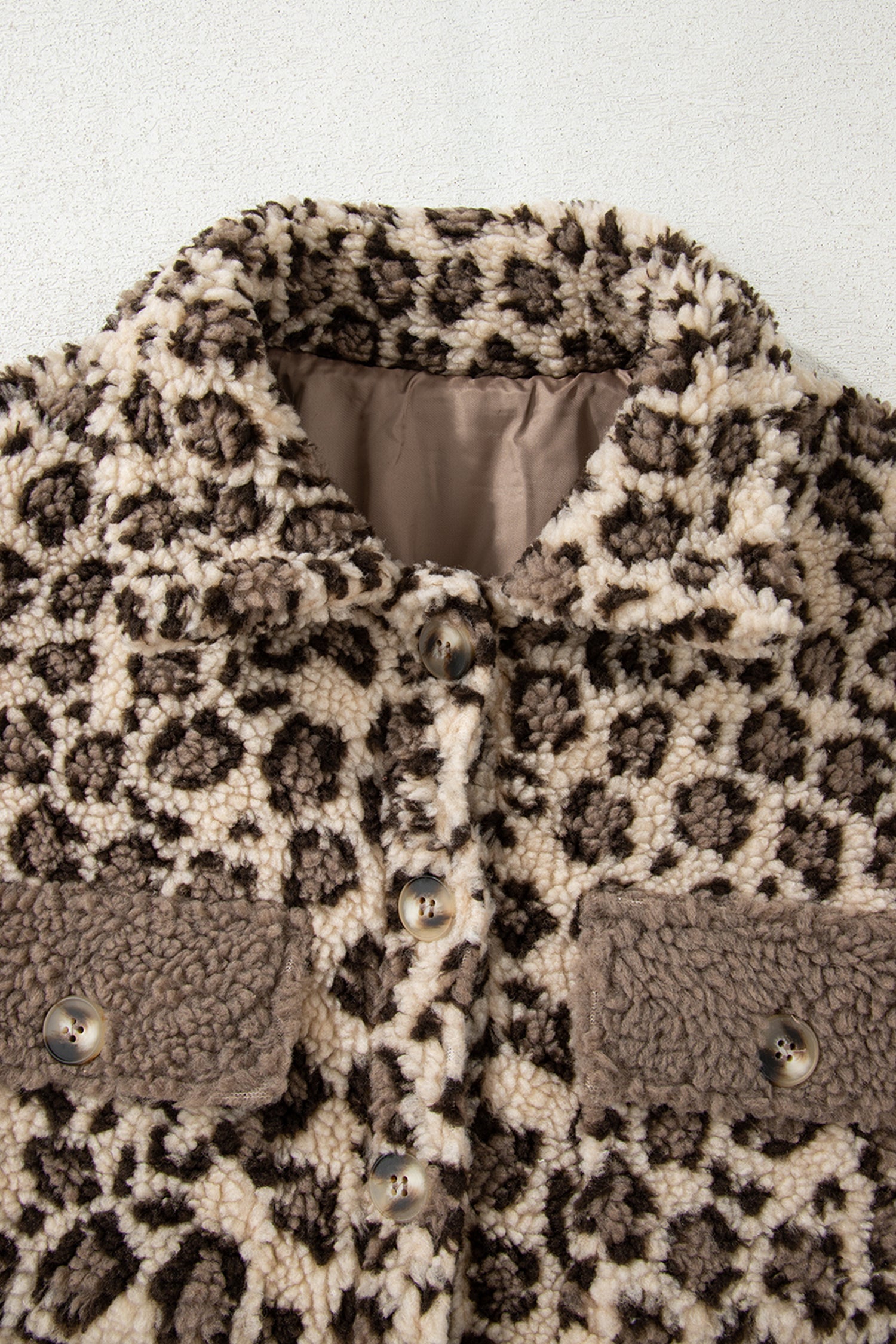 Brown Leopard Print Sherpa Jacket