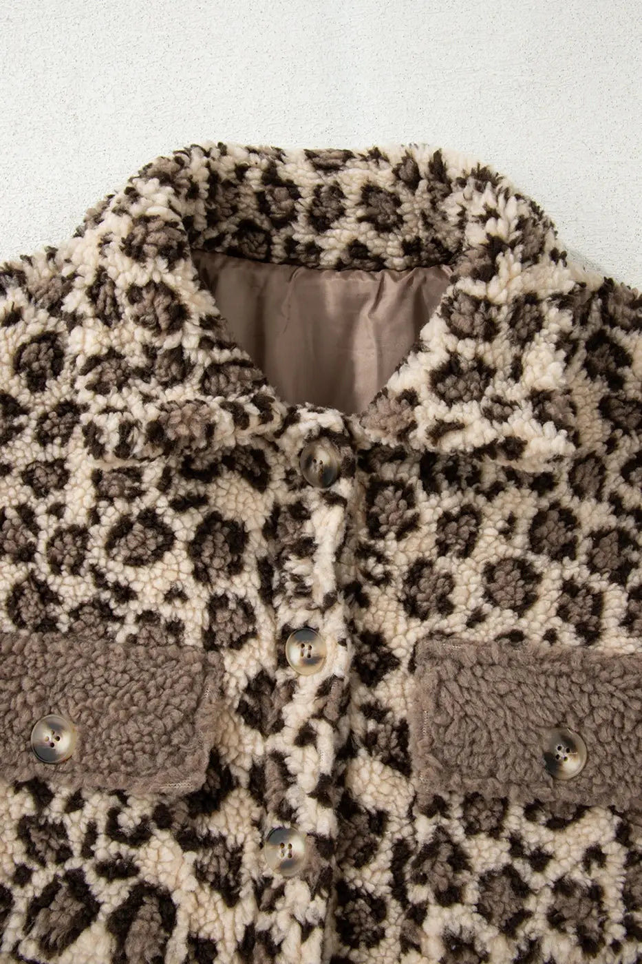 Brown Leopard Print Sherpa Jacket