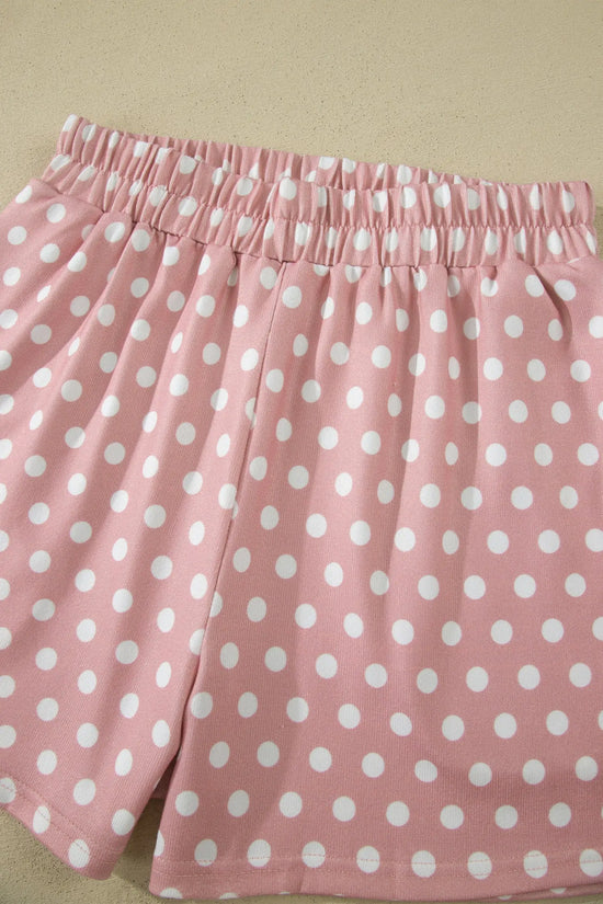 Polka dot print round neck short sleeve top & shorts co-ord set outfit sets