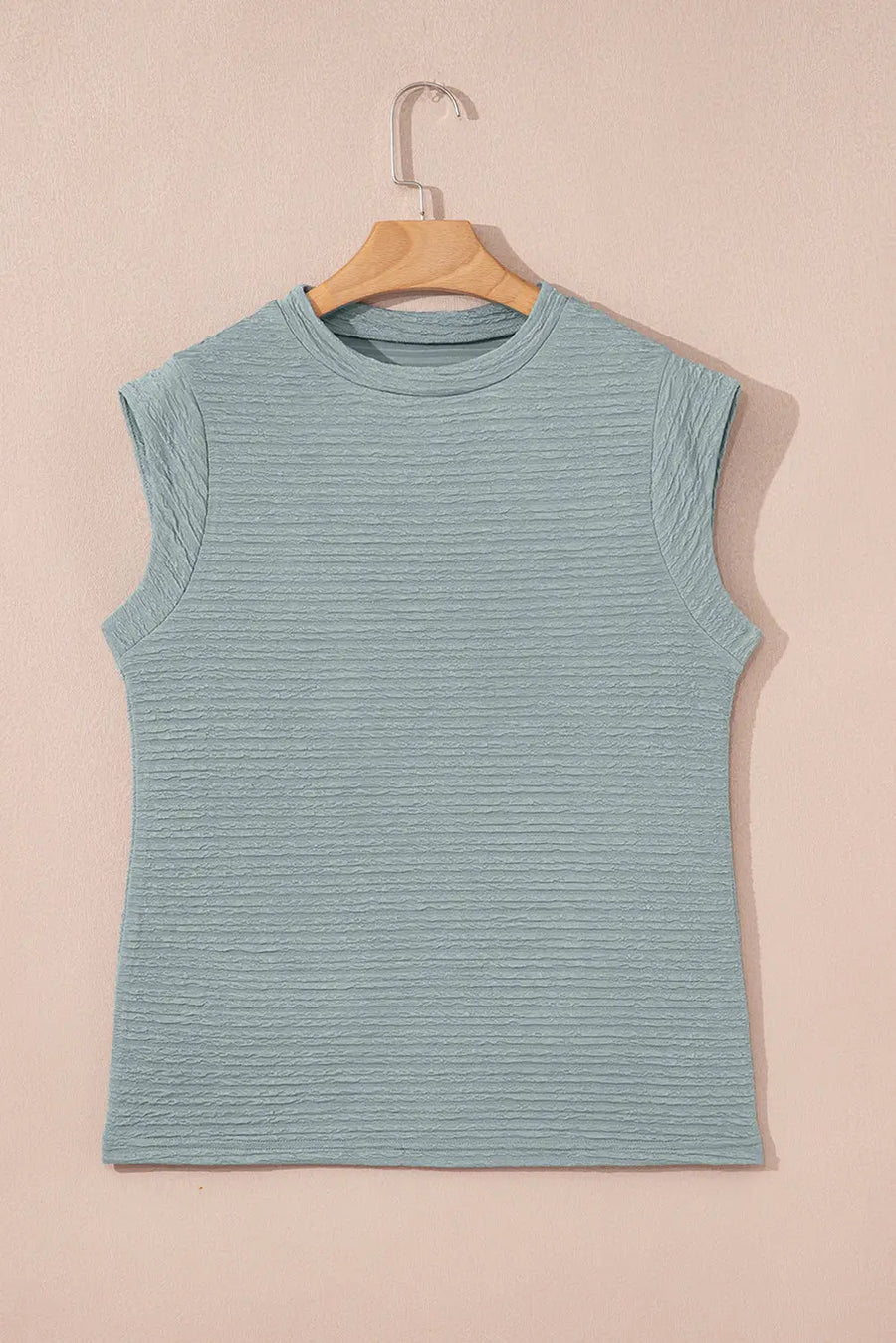 Textured sleeveless top women UK — full length front view on model