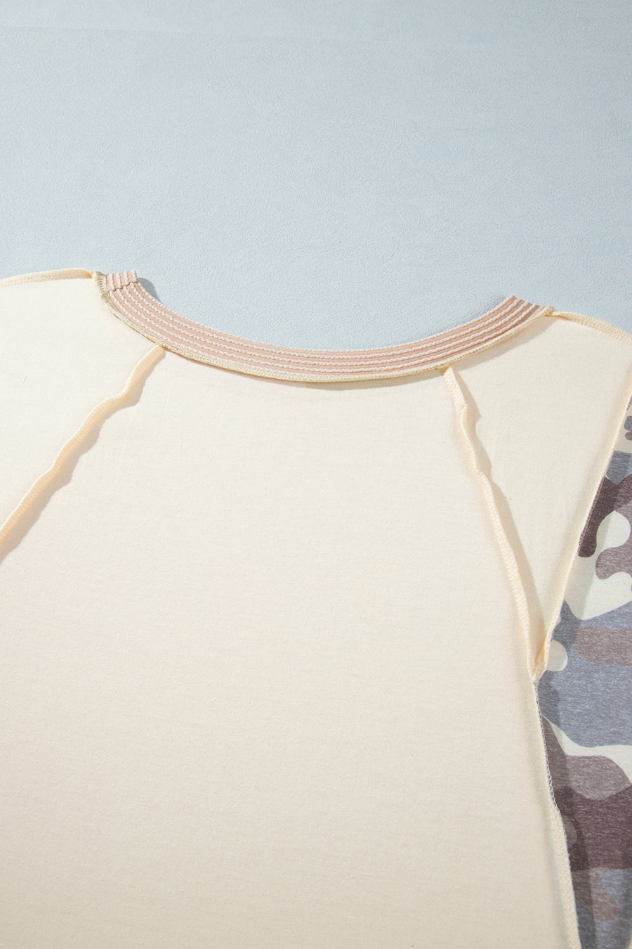 Plus Size Camo Panel Twist Sleeve Loose Blouse Women UK