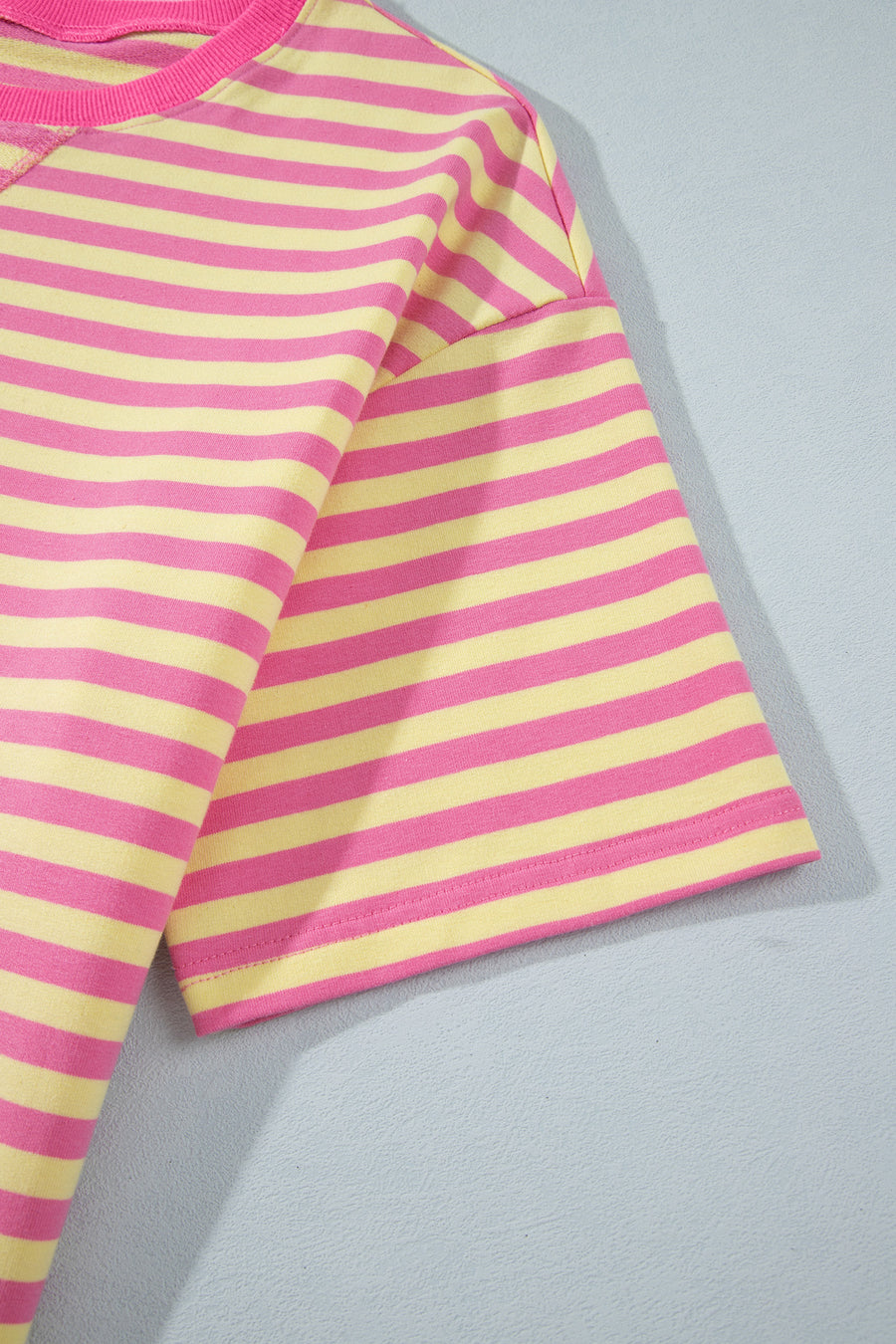 Pink Stripe Colourblock Crew Neck Tee & Drawstring Pant Set