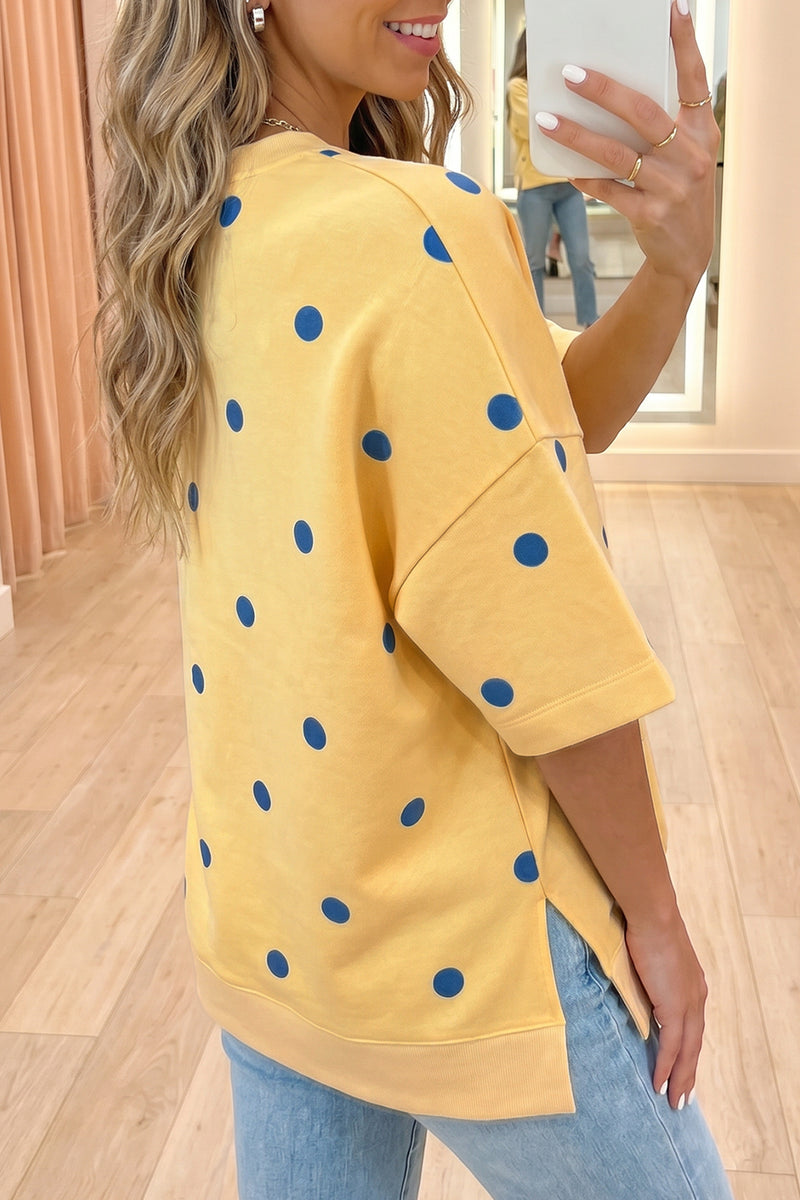 Polka Dot Crossed Seam Oversized Tunic Tee Women UK