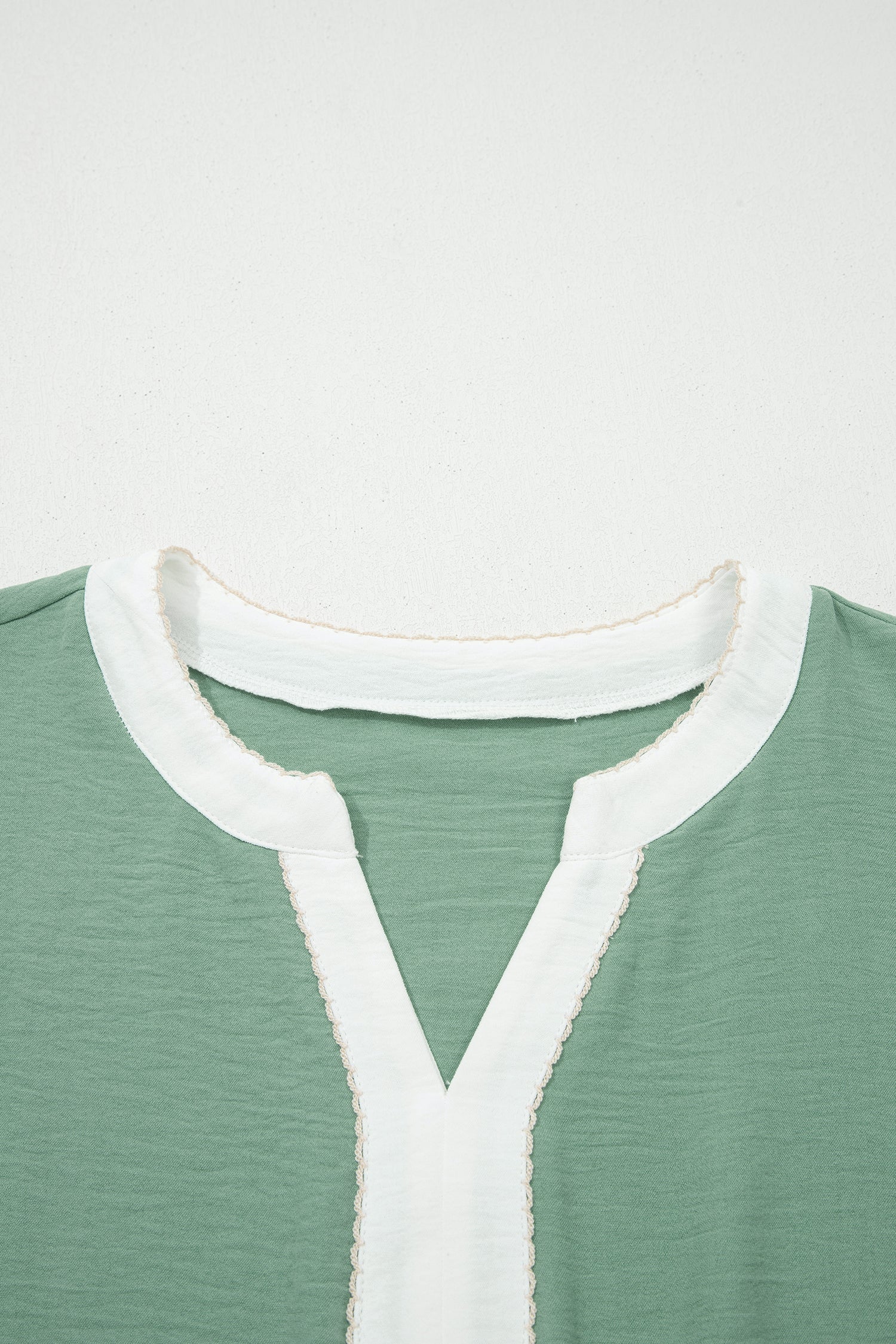 Smoke Green Embroidered Sleeve Tiered Blouse