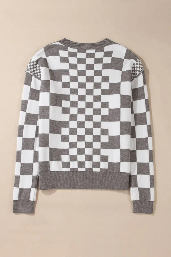 Smoky plaid soft knit jumper sweaters