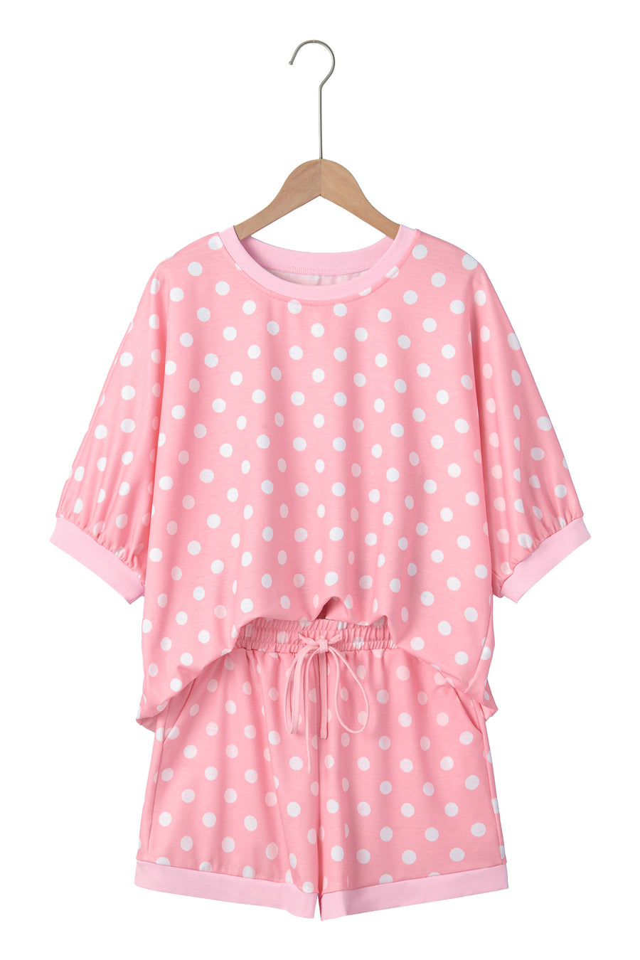 Polka Dot Oversized Top & Drawstring Shorts Set Women UK — lifestyle shot | Fashionfitz UK