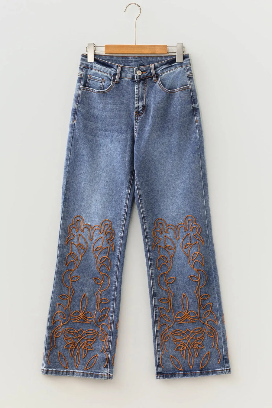 Embroidered Flare Leg Jeans