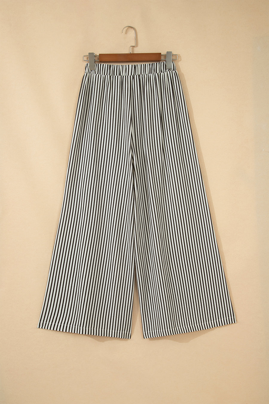 Stripe Elastic High Waist Ultra Wide Leg Trousers with Pockets