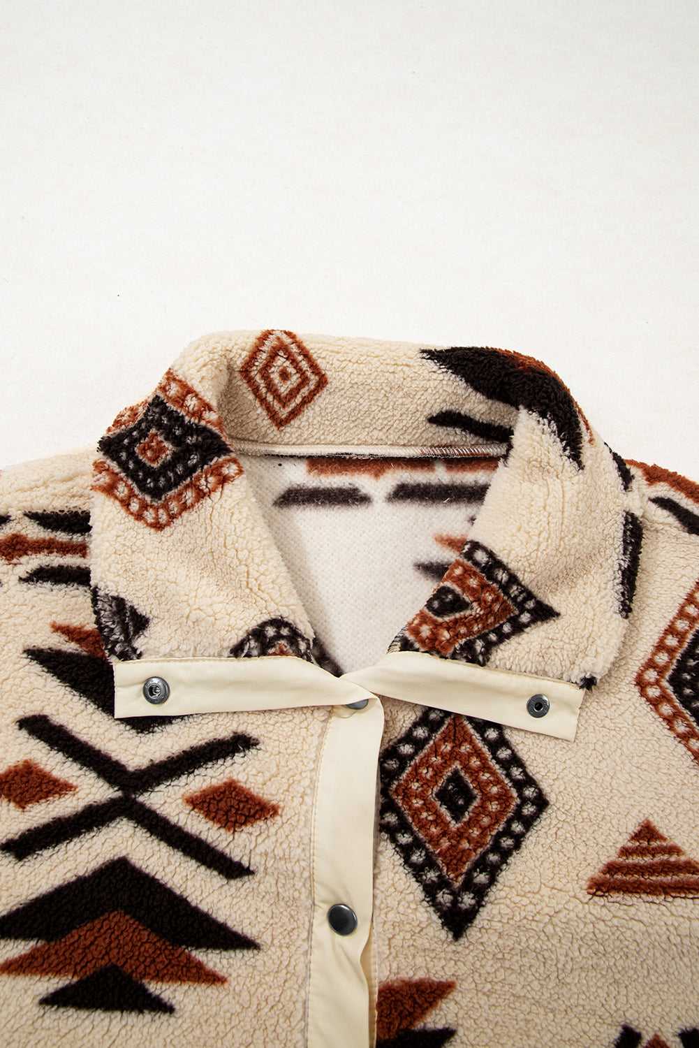 Women's half zip sweatshirt in beige Aztec design