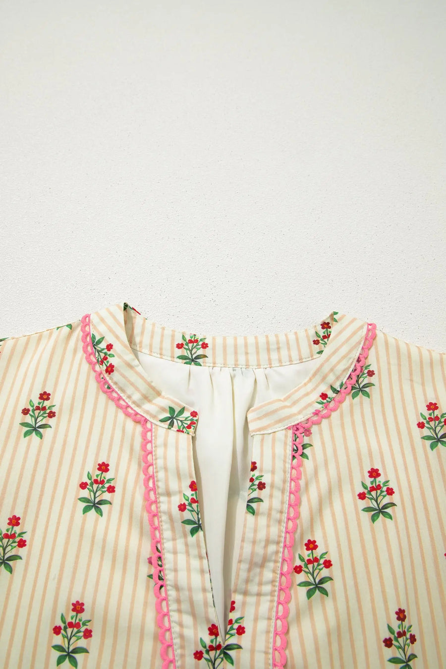 Apricot Striped Floral Contrast Ruffle Hem Mini Dress Women UK