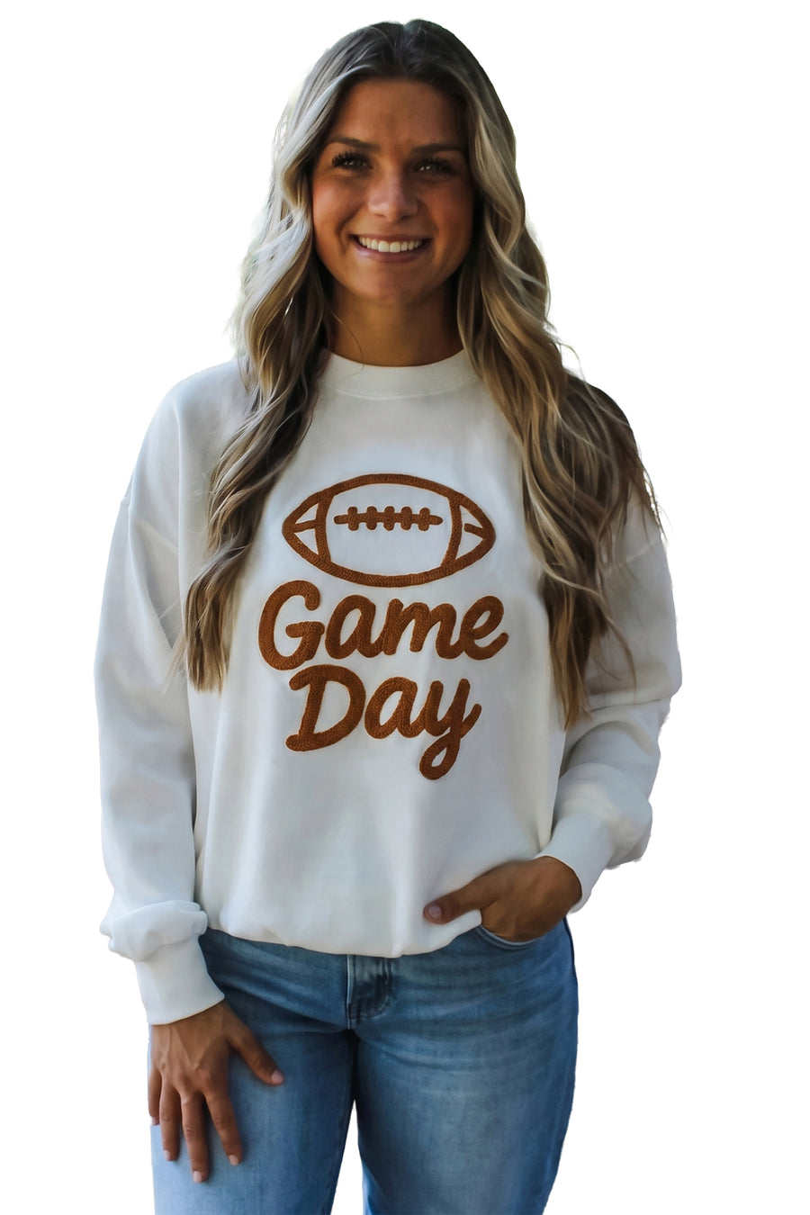 Game Day Rugby Pattern Crewneck Sweatshirt