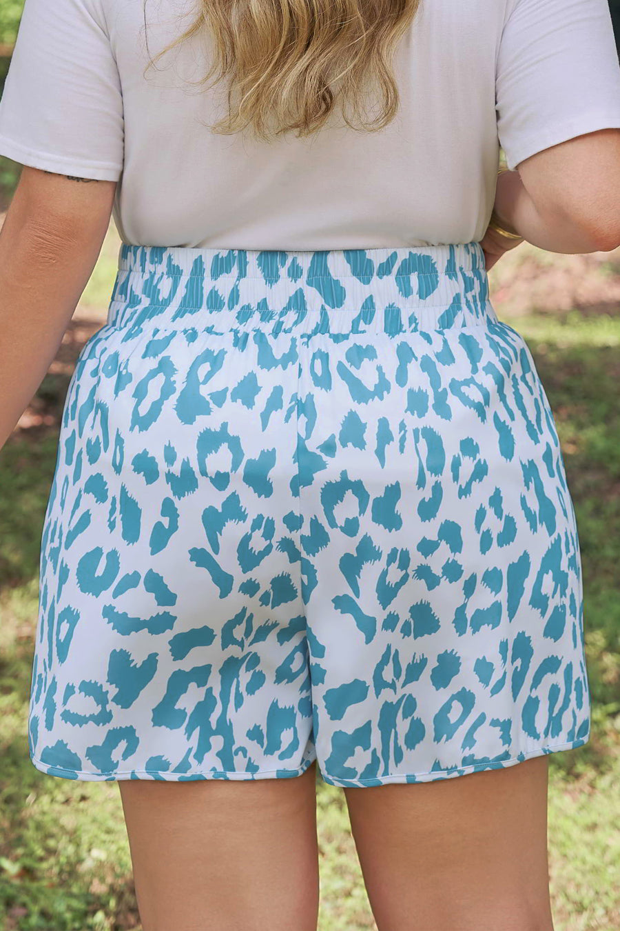 Plus Size Leopard Print Elastic High Waist Athletic Shorts — second colourway | Fashionfitz UK
