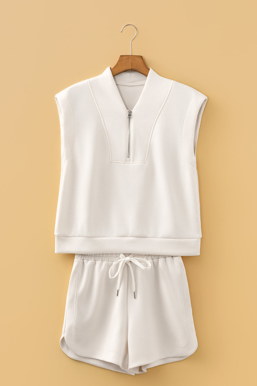 Quarter Zip Sleeveless Top & Shorts 2-Piece Set Women UK
