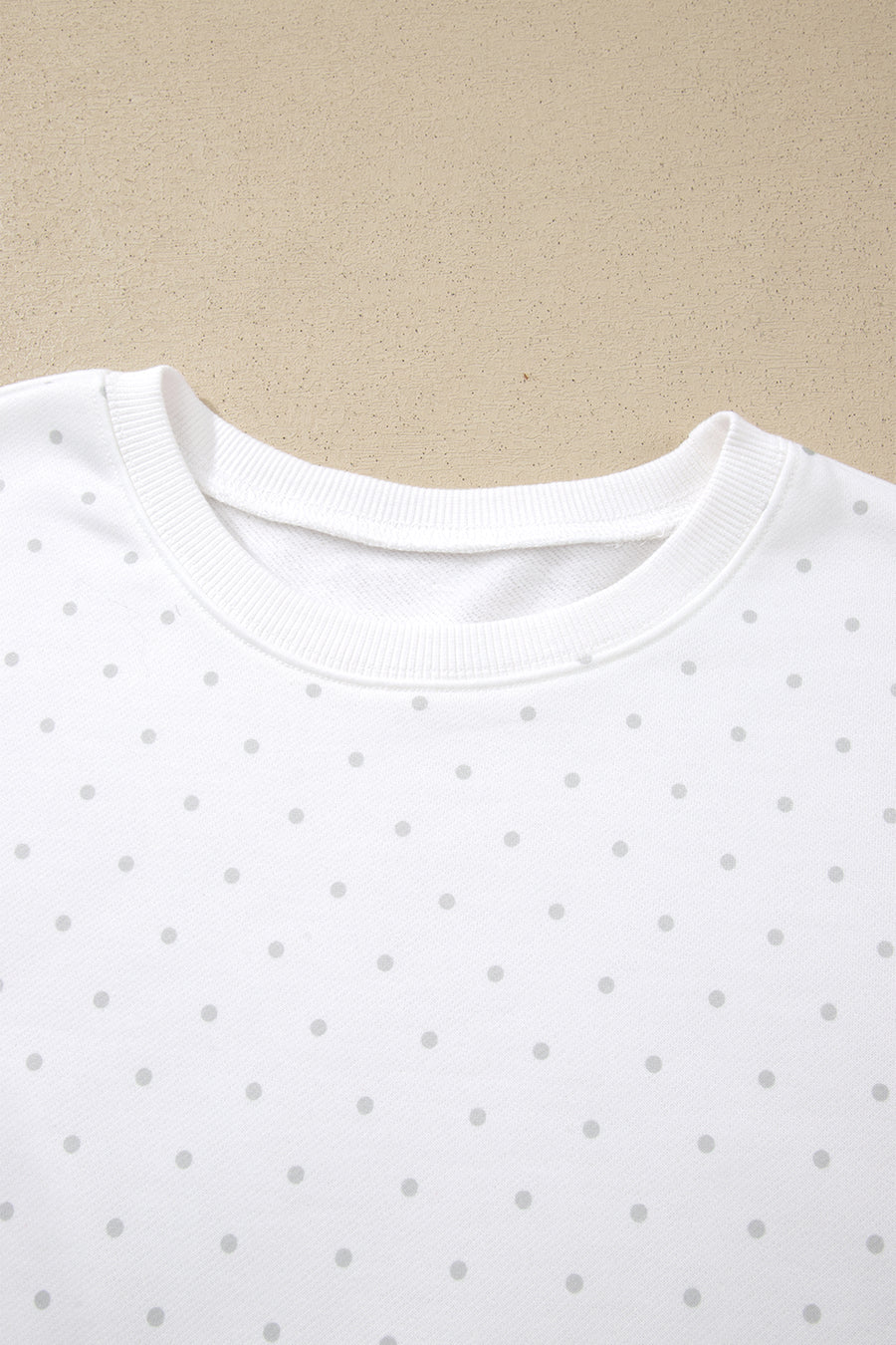 White Polka Dot Stripe Casual Sweatshirt & Shorts Set