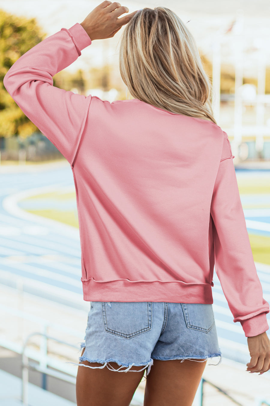 Drop Shoulder Reversible Mock Neck Sweatshirt Women UK