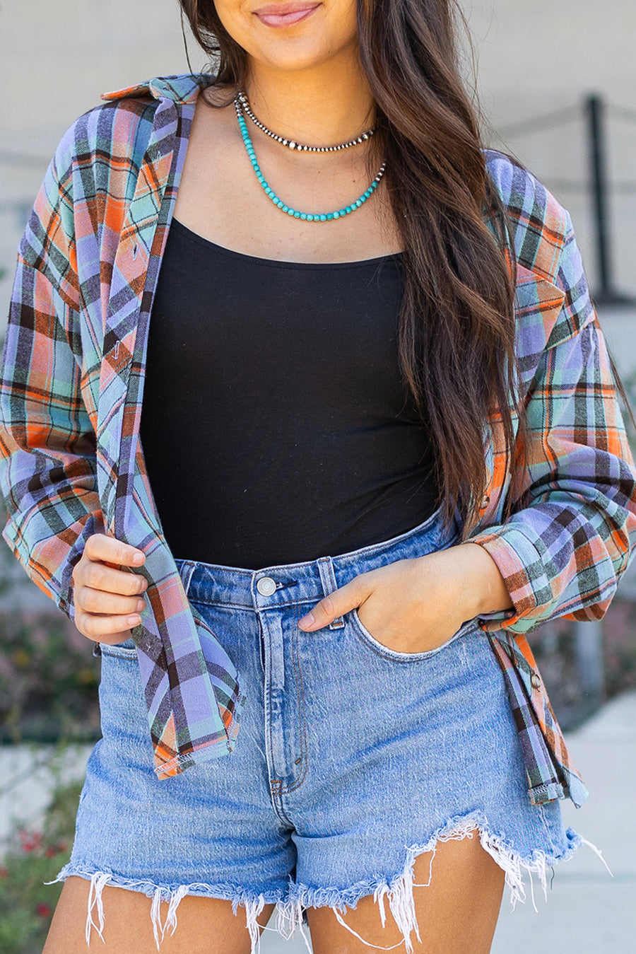 Plaid Print Loose Fit Cotton Shirt Women UK | Western