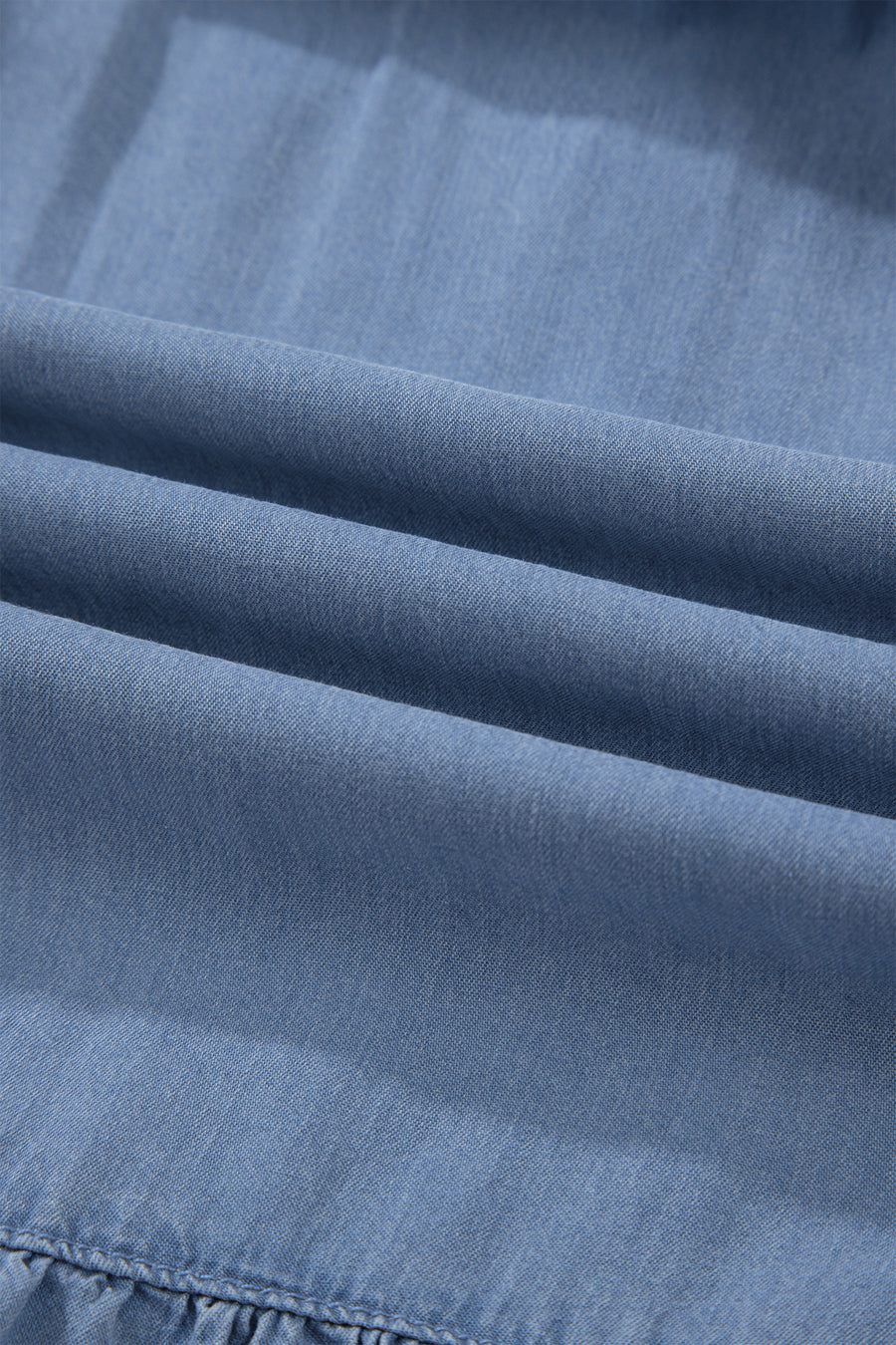Elastic Waist Ruffled Tiered Maxi Skirt Lyocell Side Pockets Beau Blue