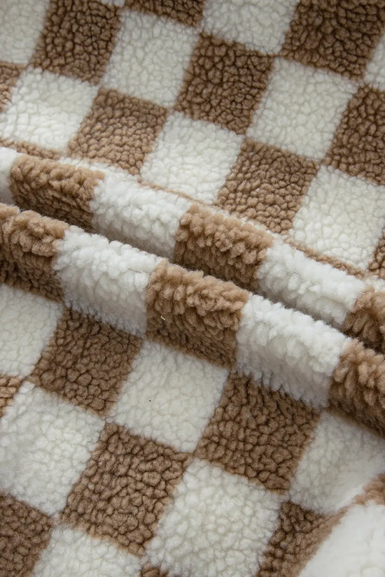 Monochrome mosaic sherpa vest - plaid design