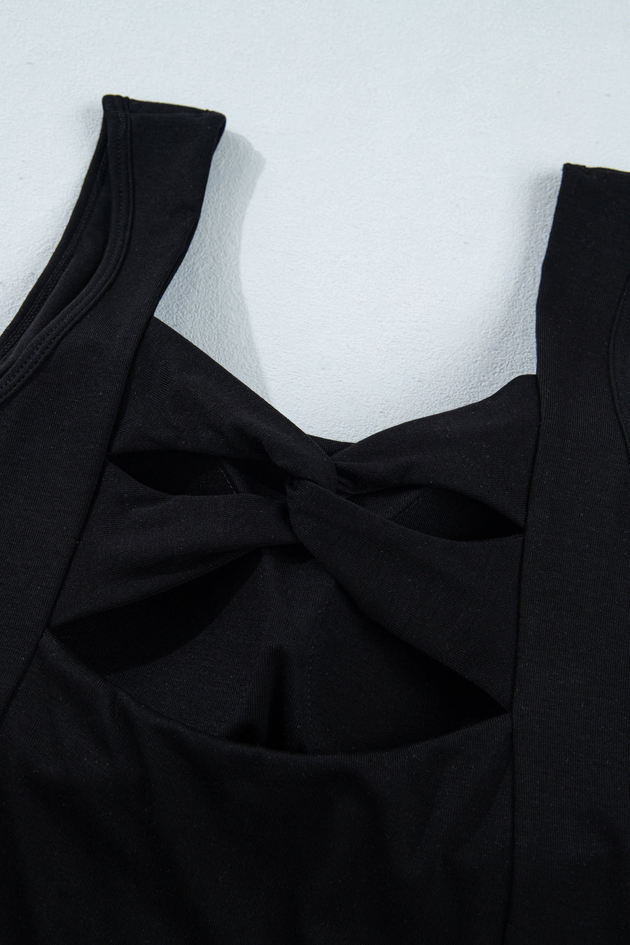 Black Twisted Cross Back U Neck Bra Insert Tank Top Women UK