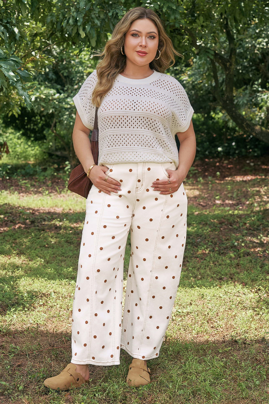 Polka Dot Print Plus Size Barrel Jeans Women UK