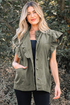 Green Bay Ruffled Denim Vest