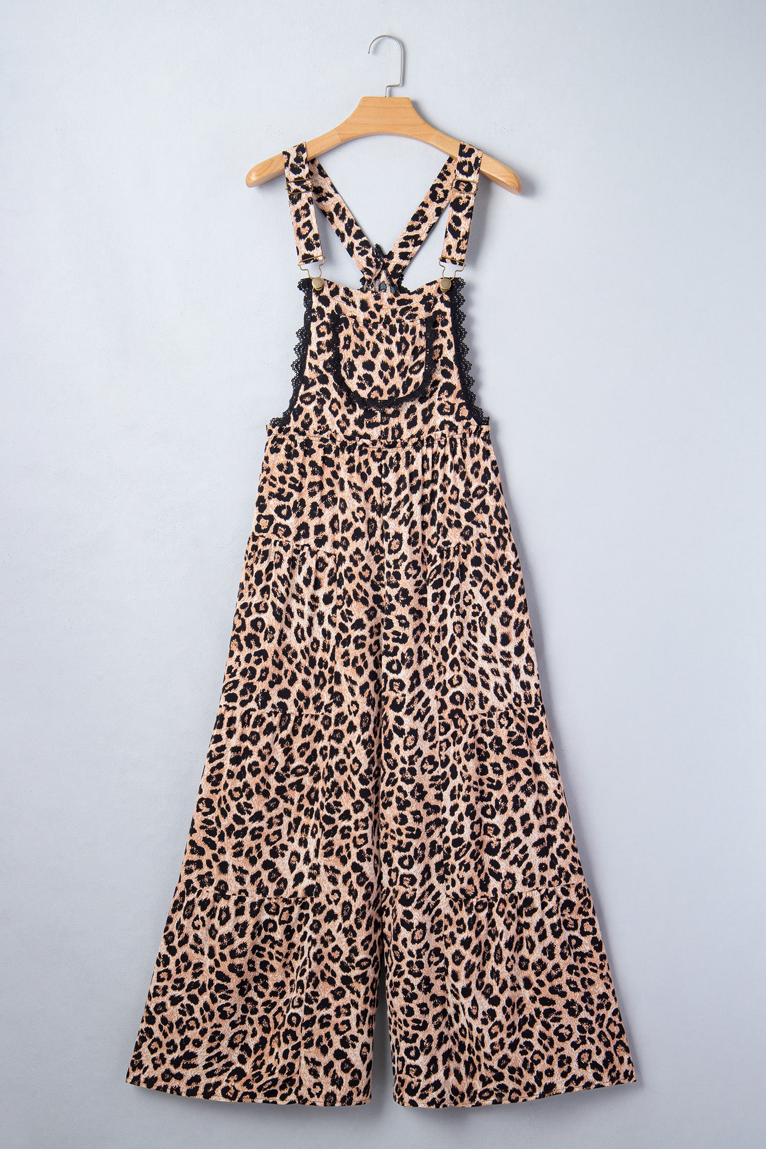 Leopard Print Playsuit | Wide Leg Lace Trim Jumpsuit