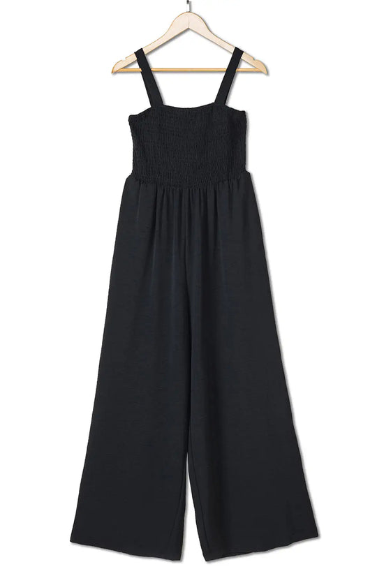 Smocked Wide Leg Jumpsuit - Fashionfitz