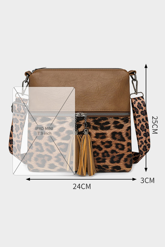 Leopard Contrast PU Leather Mini Shoulder Bag Women UK