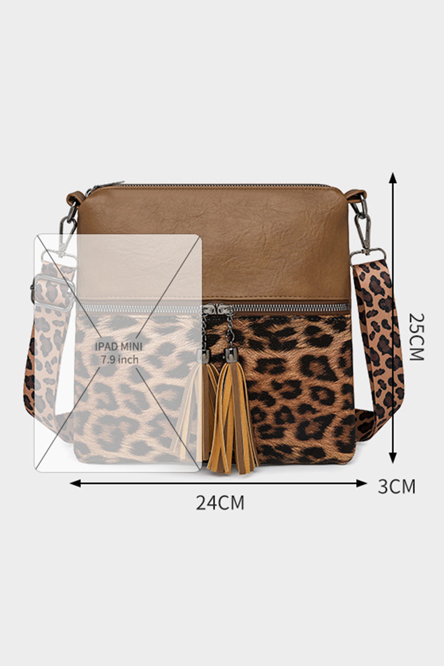 Leopard Contrast PU Leather Mini Shoulder Bag Women UK