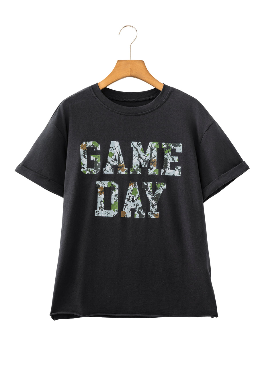 Black Camo Game Day Short Sleeve T-Shirt Women UK