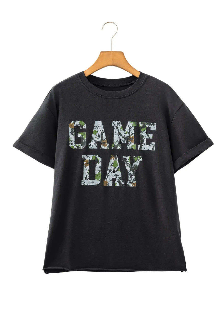 Black Camo Game Day Short Sleeve T-Shirt Women UK