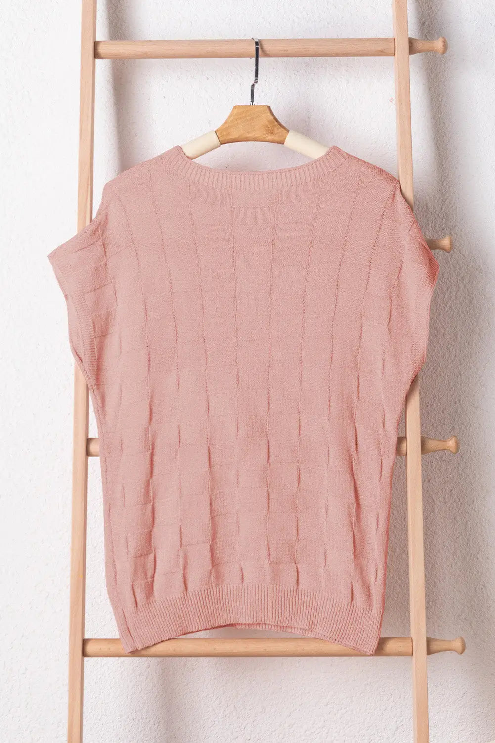 Lattice short sleeve sweater - pink sweaters