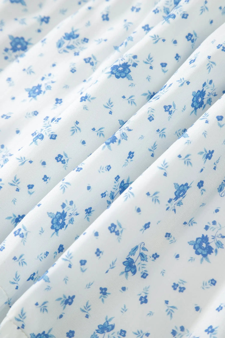 Sky blue tiered floral patchwork boho maxi skirt elastic waist ruffle hem skirts