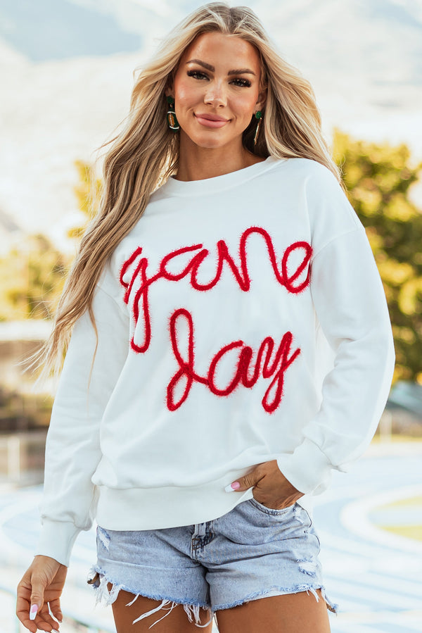 White Tinsel Game Day Drop Shoulder Graphic Sweatshirt Women UK