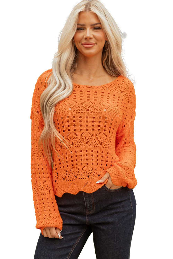 Carrot Crochet Scallop Edge Sweater