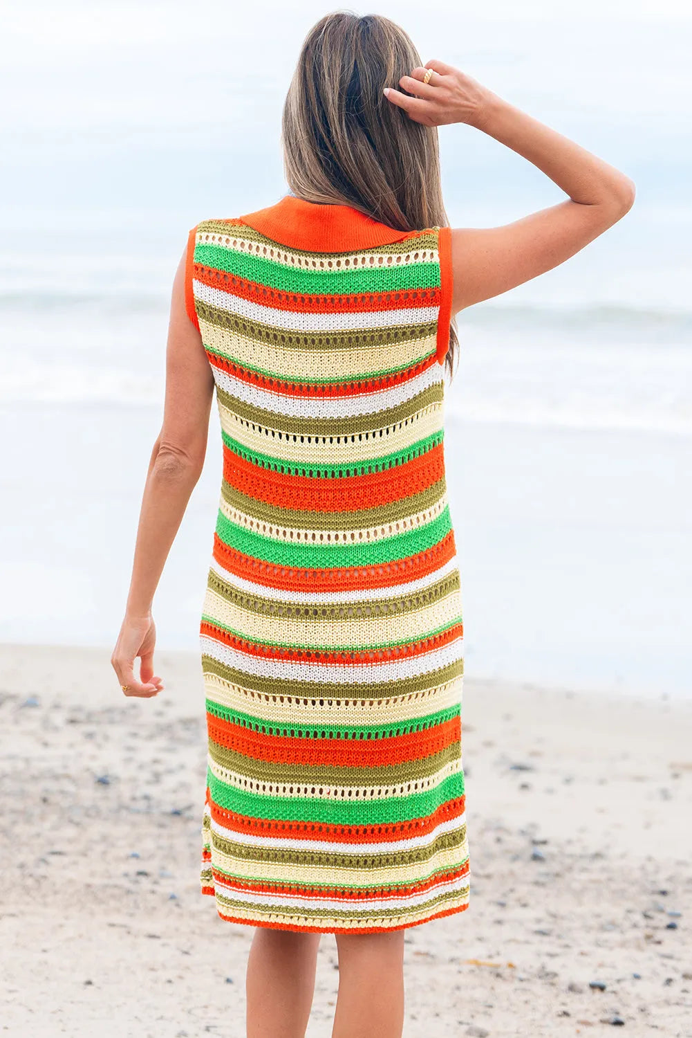 LaceStripe Crochet Dress - Fashionfitz