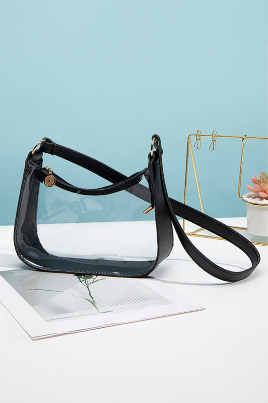 PU Leather Trim Clear Shoulder Bag Women UK
