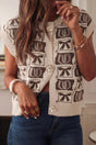 Western Horseshoe Bow Pattern Sleeveless Sweater Vest