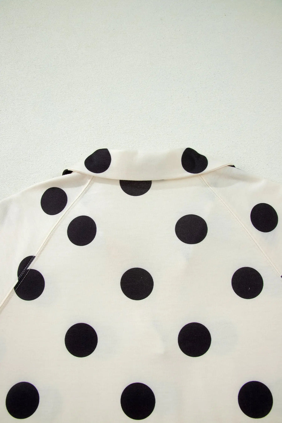 Polka Dot V Neck Short Sleeve Tee High Waist Drawstring Shorts Set — front detail | Fashionfitz UK