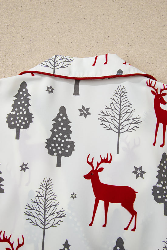 White Christmas Print Velvet Trim Pyjamas