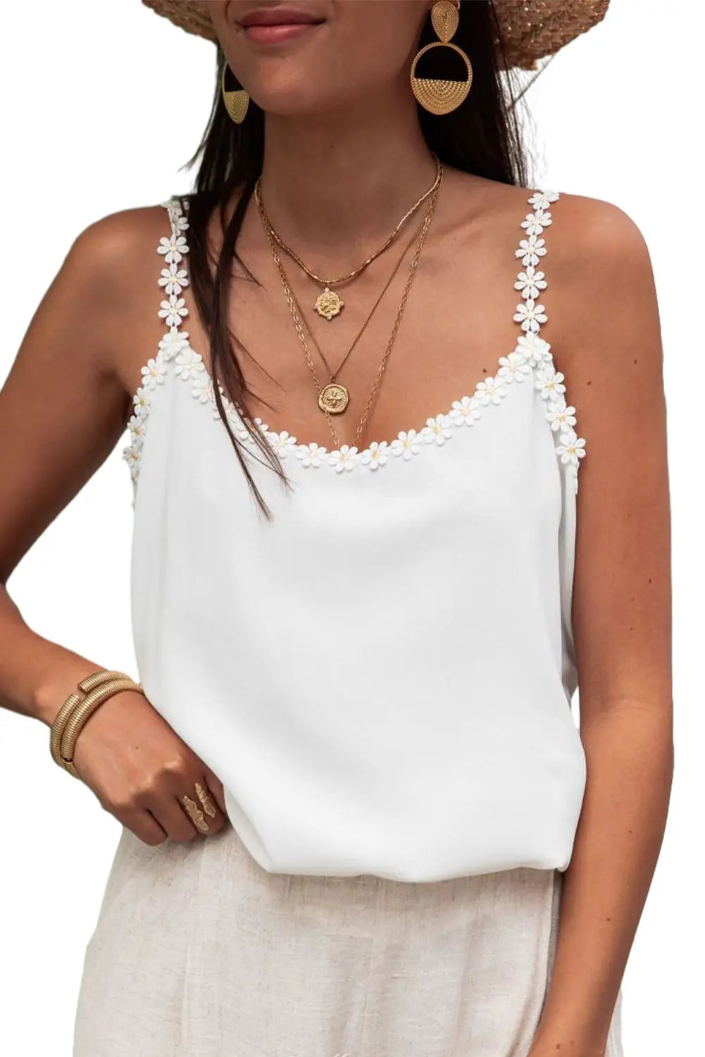 Daisy flower straps tank top - tops