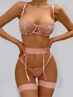 Daphne Embroidered 3-Pieces Garter Set - Fashionfitz