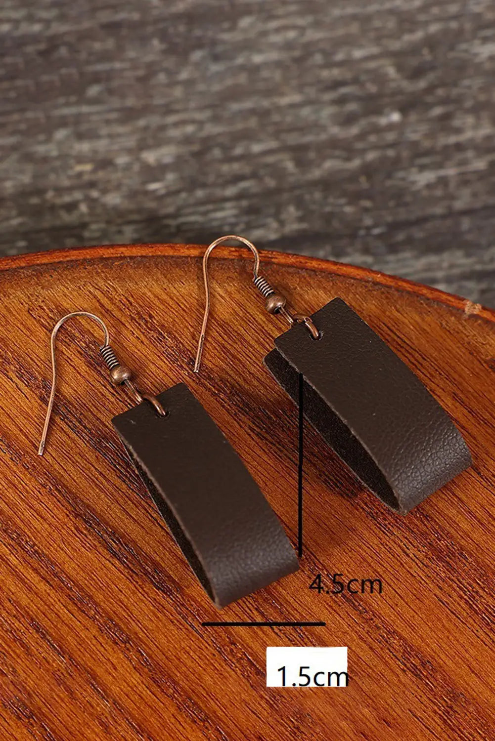 Dark brown circle pu leather drop earrings - one size / 95% pu + 5% alloy