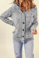 Dark gray long sleeve button-up hooded cardigans - sweaters &