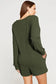 Dark green brushed ribbed button split v neck long sleeve romper - jumpsuits & rompers