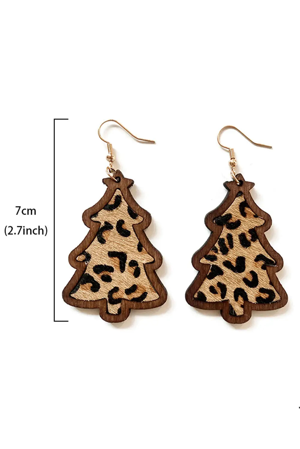 Dark green christmas checker graphic wooden earrings - accessories