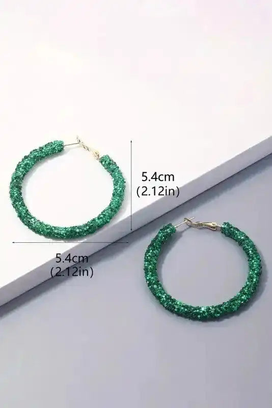 St. Patrick's Sequin Loop Earrings - Dark Green by Fashionfitz with size dimensions 5.4cm, ideal for festive looks and everyday glam.